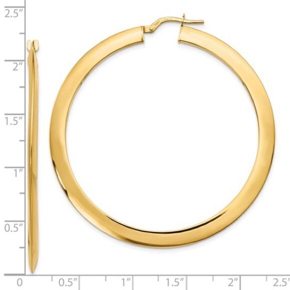 14K Polished Hoop Earrings: Elegant & Versatile  Jewelry with Lifetime Guarantee - Picture 4 of 4